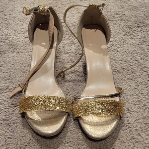 Elegant Gold Glitter Women's Heels